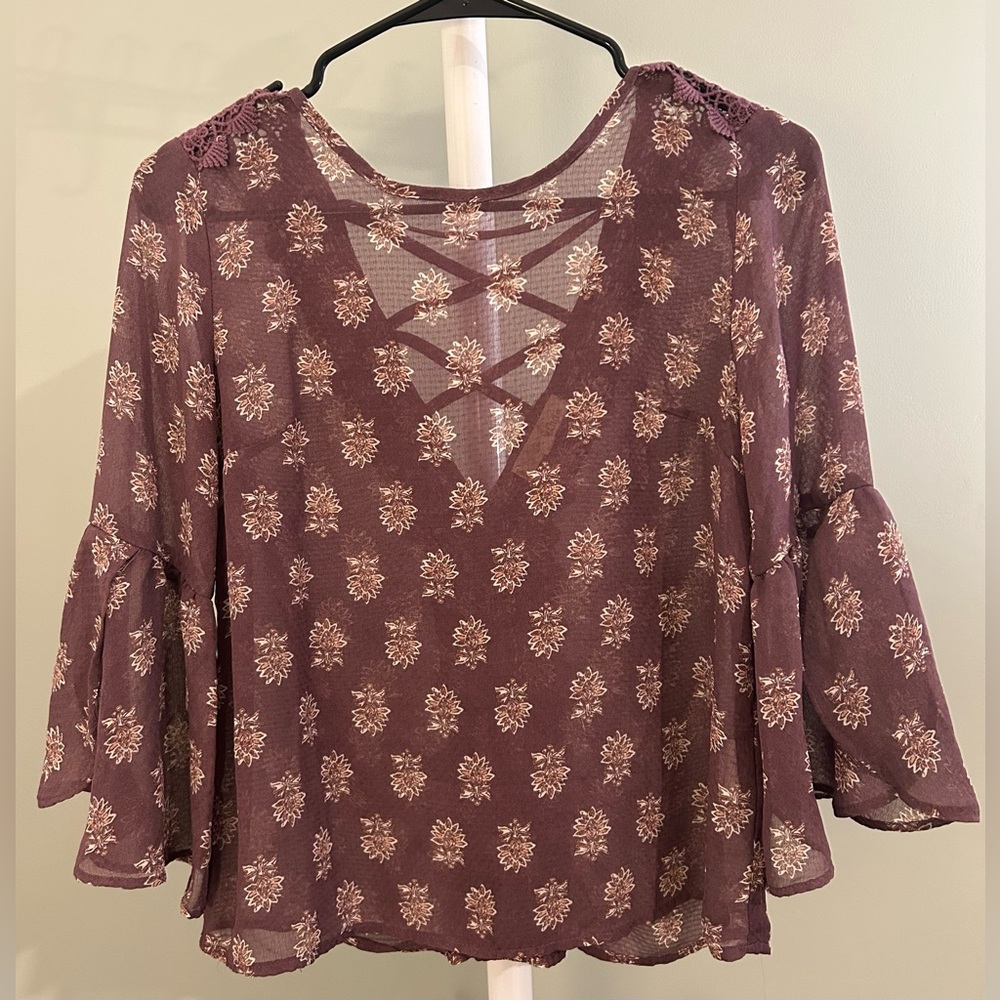 Rewind Floral Mauve Women's Top Size Small